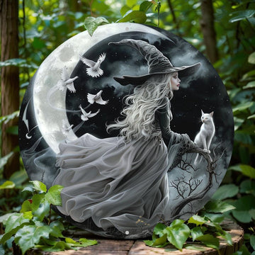 Moon Witch Wall Art Mystic Metal Sign For Halloween Witchy Wall Decor-MoonChildWorld