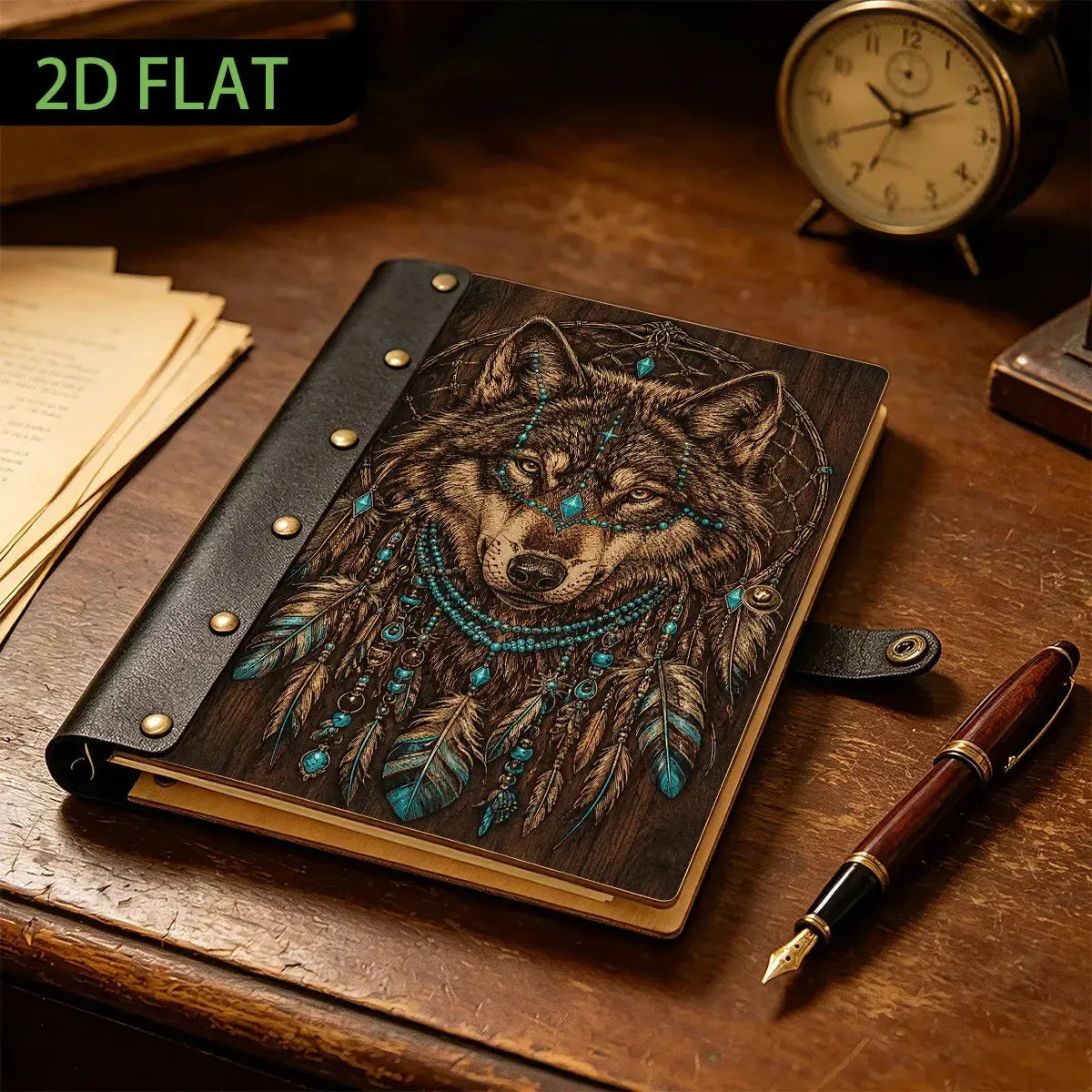 Moon Wolf Dreamcatcher Journal - refillable grimoire - MoonChildWorld
