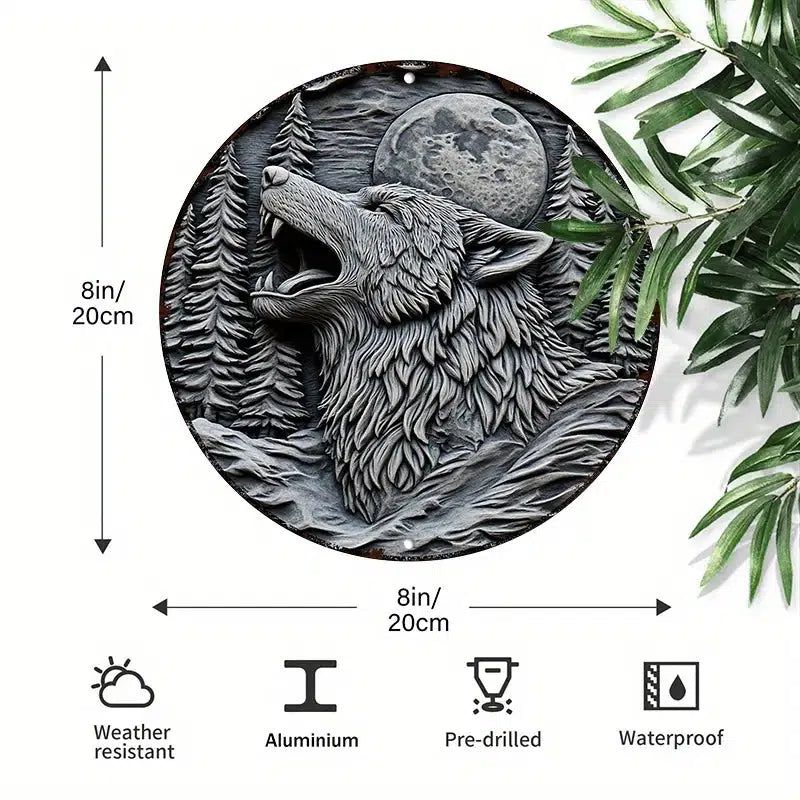 Moon Wolf Metal Sign Spirit Wolf Home Decor-MoonChildWorld