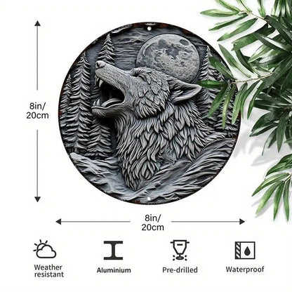 Moon Wolf Metal Sign Spirit Wolf Home Decor-MoonChildWorld