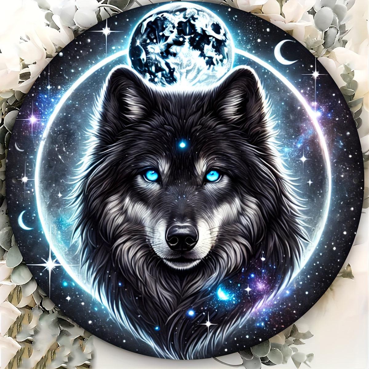 Moon Wolf Metal Sign Spirit Wolf Wall Art Christmas Home Decor-MoonChildWorld