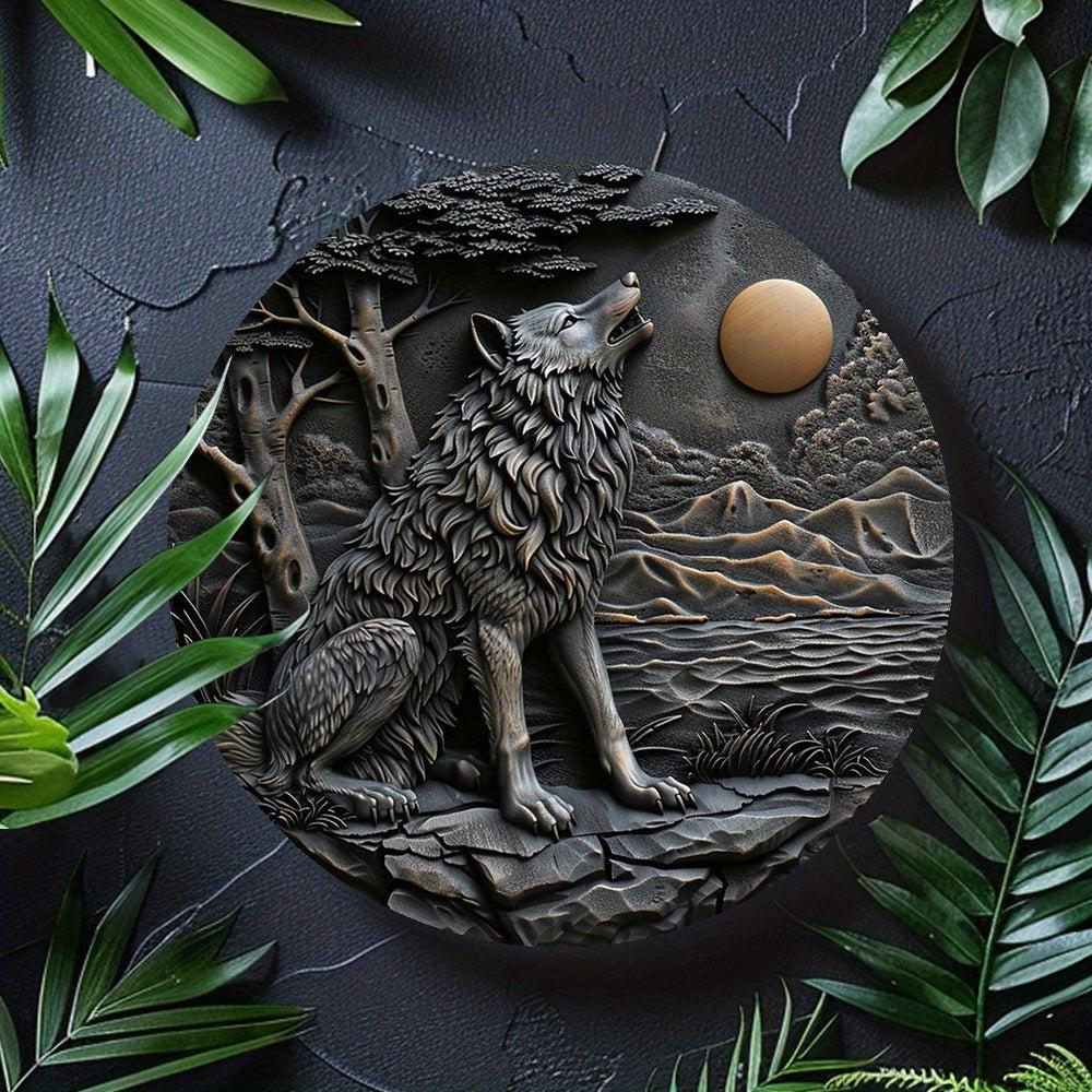 Moon Wolf Metal Sign Witchy Decor-MoonChildWorld