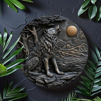 Moon Wolf Metal Sign Witchy Decor-MoonChildWorld