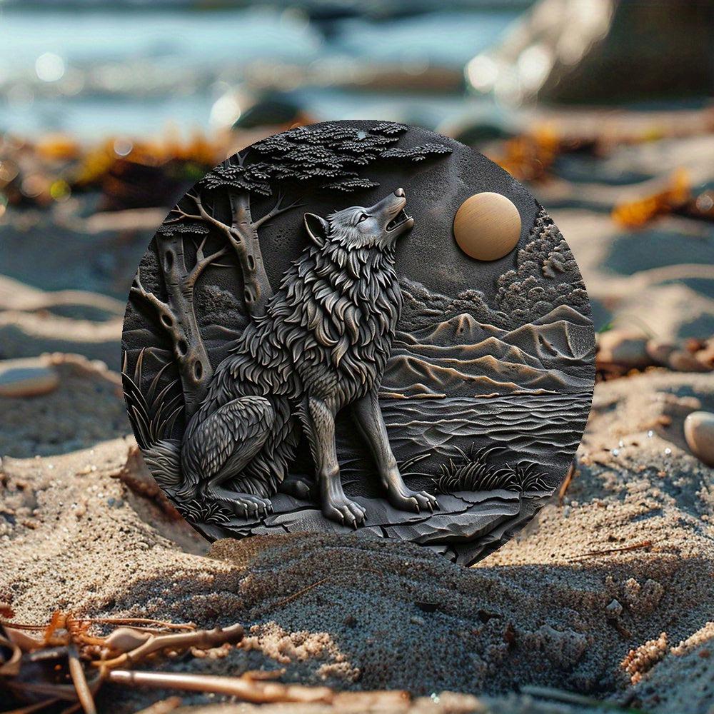 Moon Wolf Metal Sign Witchy Decor-MoonChildWorld