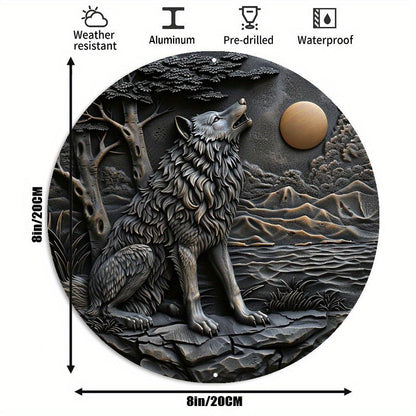 Moon Wolf Metal Sign Witchy Decor-MoonChildWorld