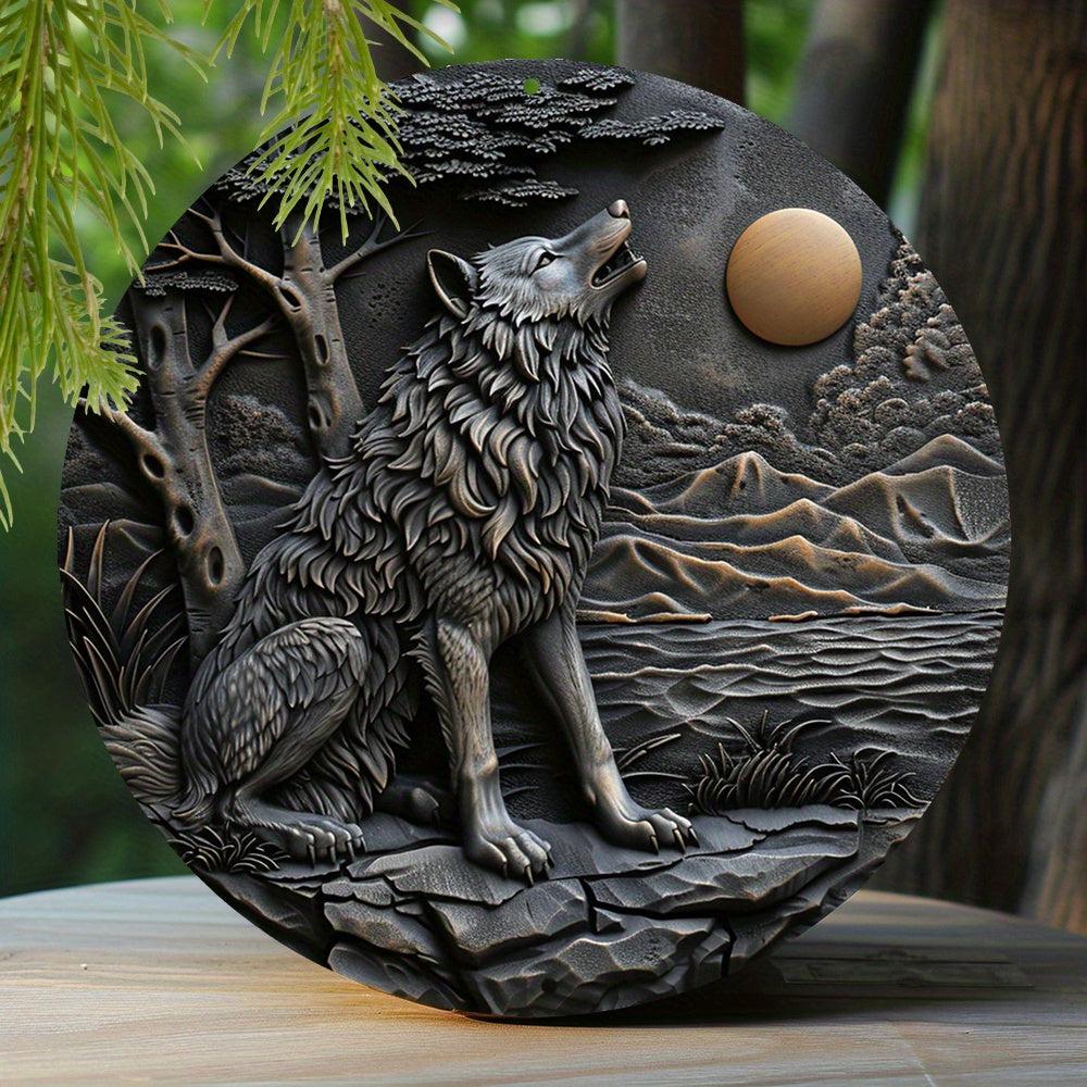 Moon Wolf Metal Sign Witchy Decor-MoonChildWorld