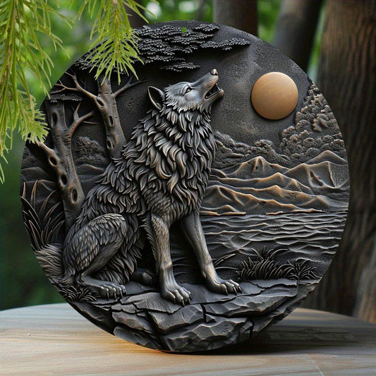 Moon Wolf Metal Sign Witchy Decor-MoonChildWorld