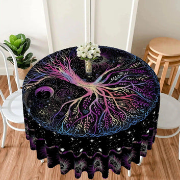Moon phases Tree of life Round Table Cloth-MoonChildWorld