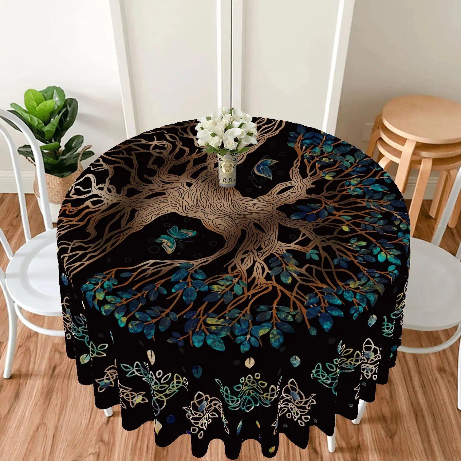 Moon phases Tree of life Round Table Cloth-MoonChildWorld