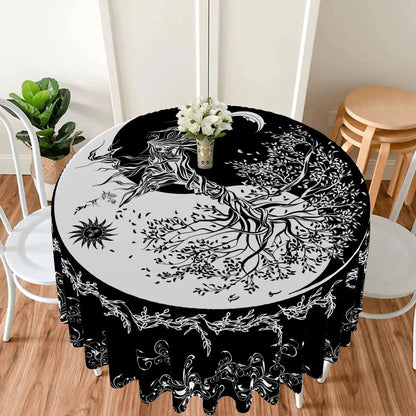 Moon phases Tree of life Round Table Cloth-MoonChildWorld