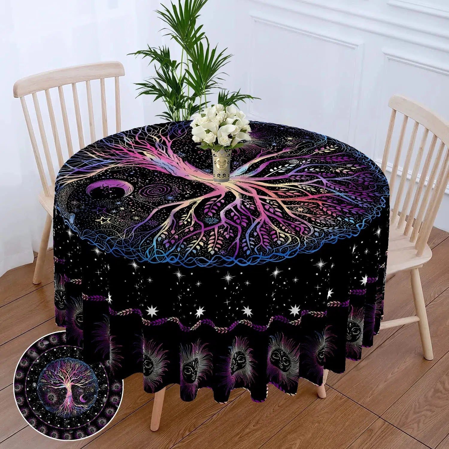 Moon phases Tree of life Round Table Cloth-MoonChildWorld