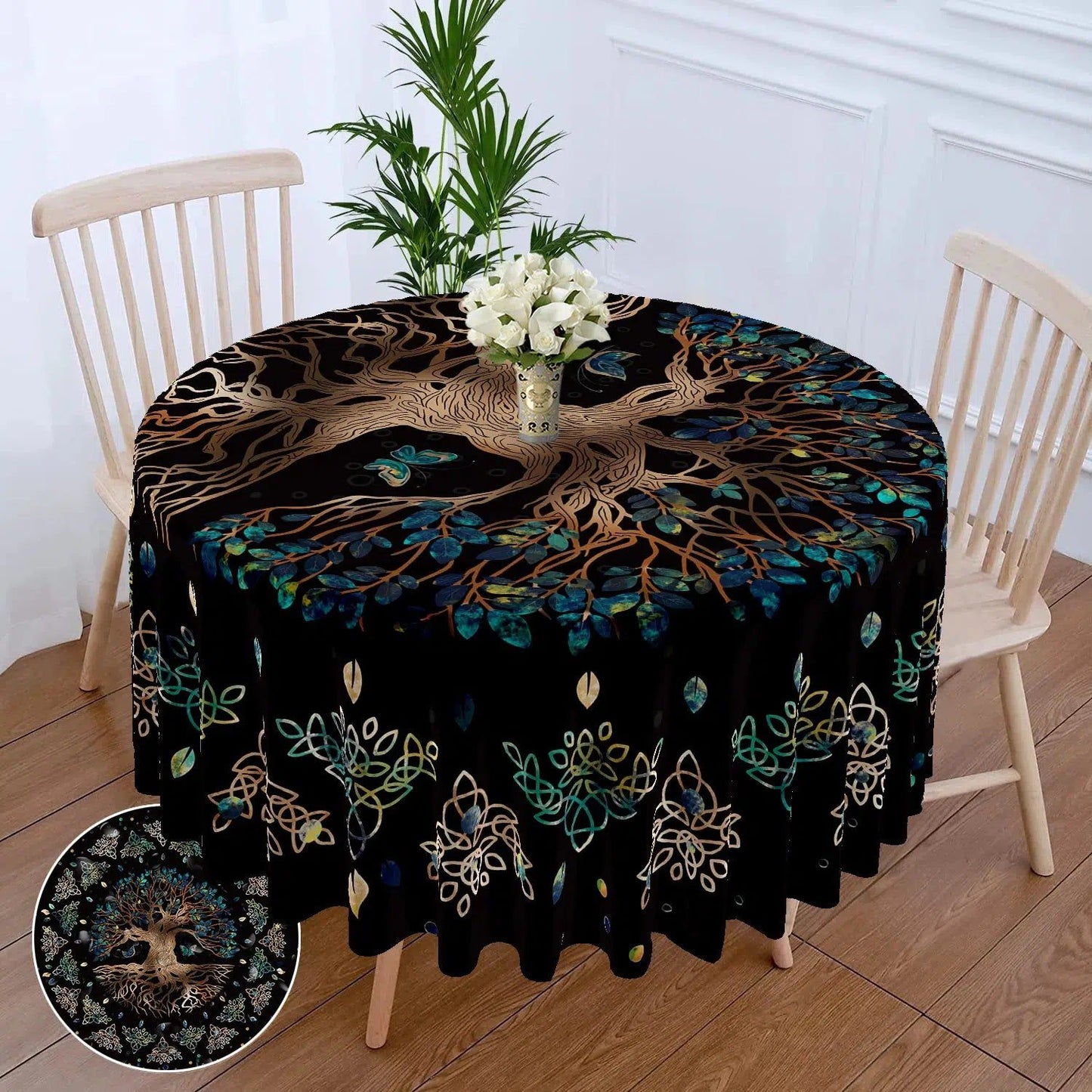 Moon phases Tree of life Round Table Cloth-MoonChildWorld