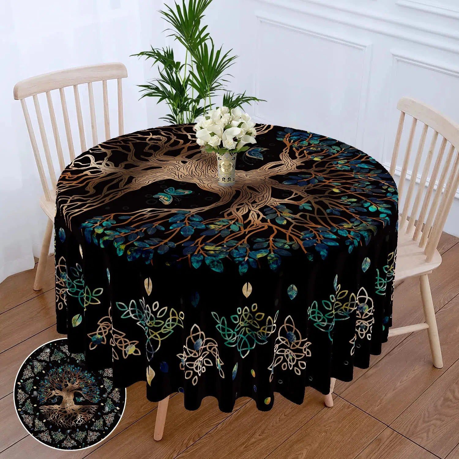 Moon phases Tree of life Round Table Cloth-MoonChildWorld