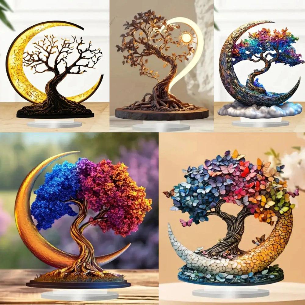 Moon and Tree of Life Table Ornament Wicca Tree of Life Acrylic Sign Pagan Desk Decor-MoonChildWorld