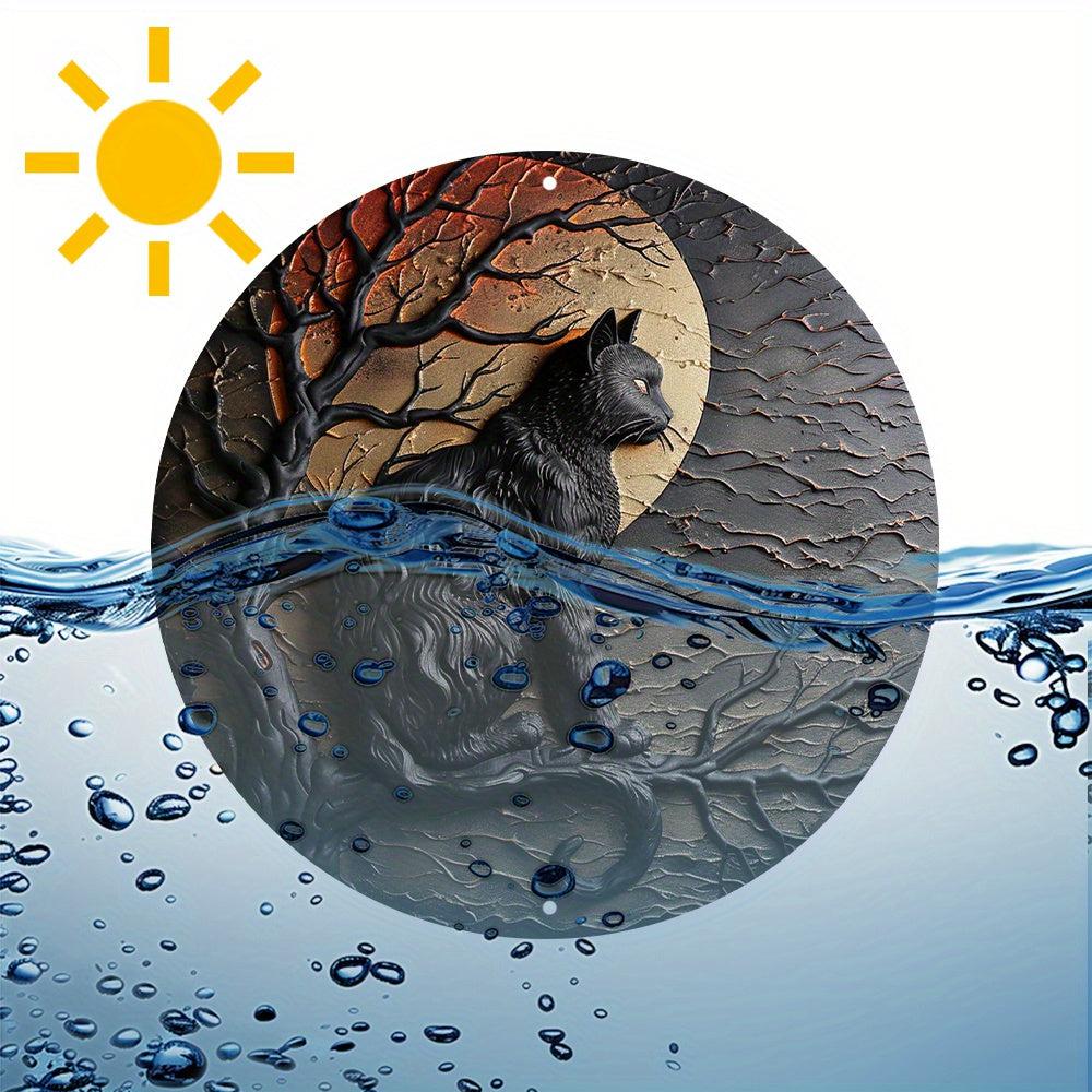 Moonlit Black Cat Metal Sign Occult Cat Gothic Metal Sign-MoonChildWorld