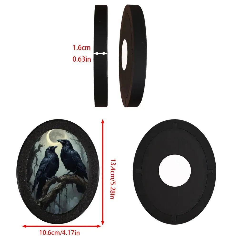 Moonlit Black Crows Wall Art - Witchy Raven Gothic Wooden Oval Frame Halloween Wall Decoration-MoonChildWorld