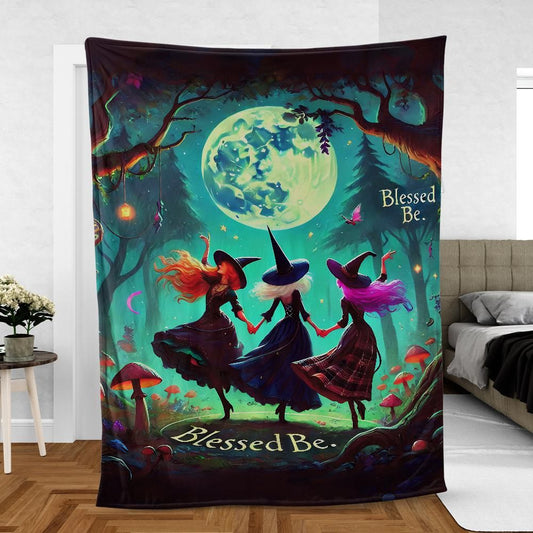 Moonlit Dancing Witch Blanket Wicca Pagan Home Decor-MoonChildWorld