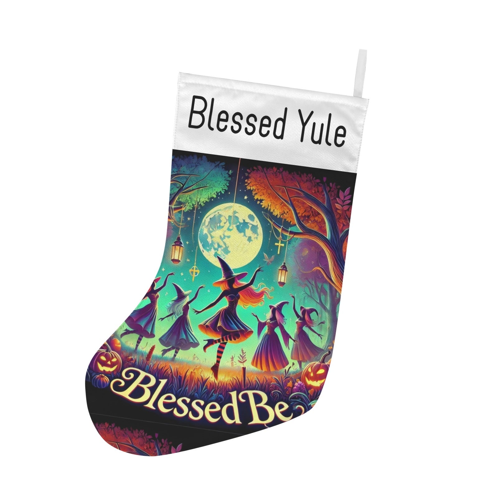 Moonlit Dancing Witch Christmas Stocking for Yule Decorations-MoonChildWorld