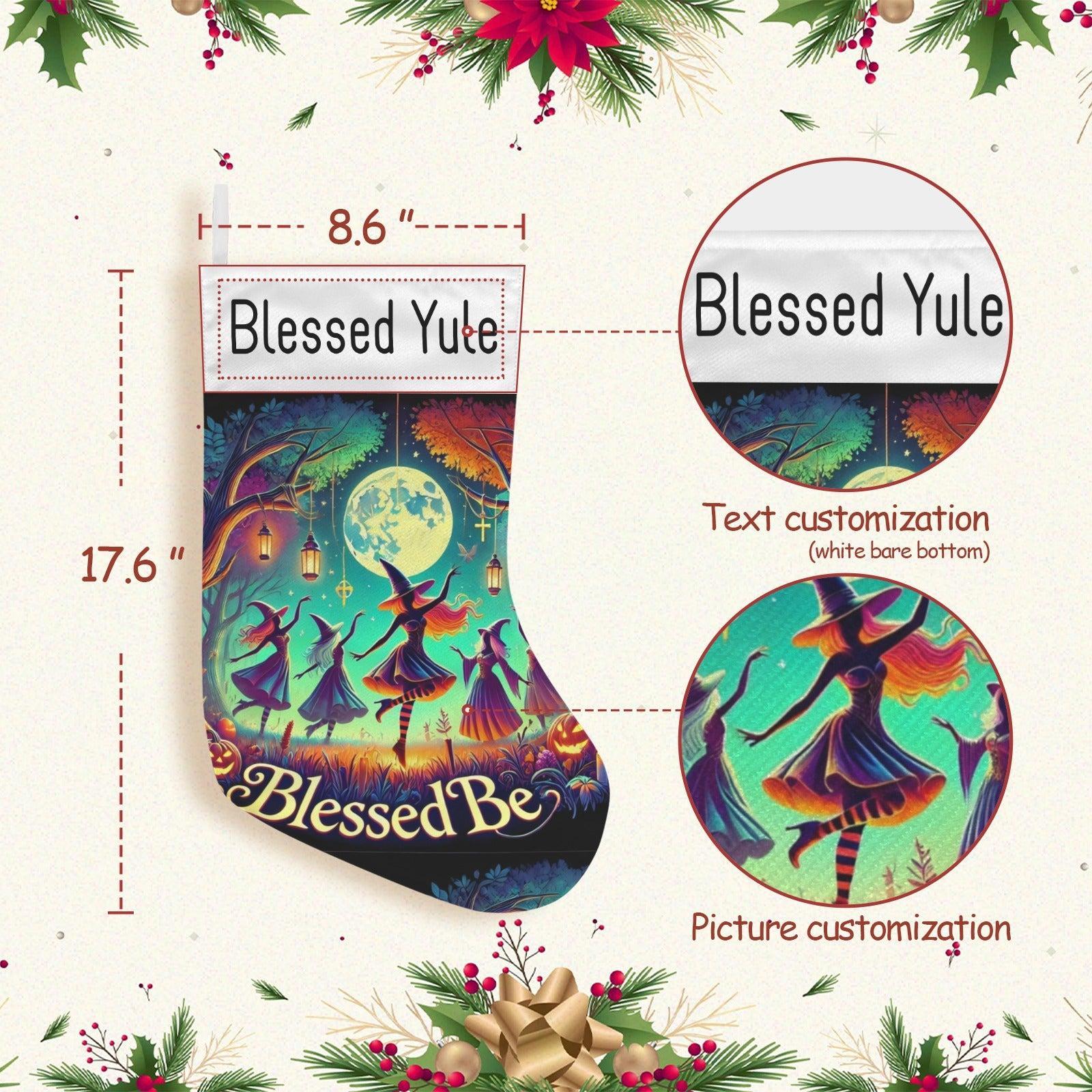 Moonlit Dancing Witch Christmas Stocking for Yule Decorations-MoonChildWorld