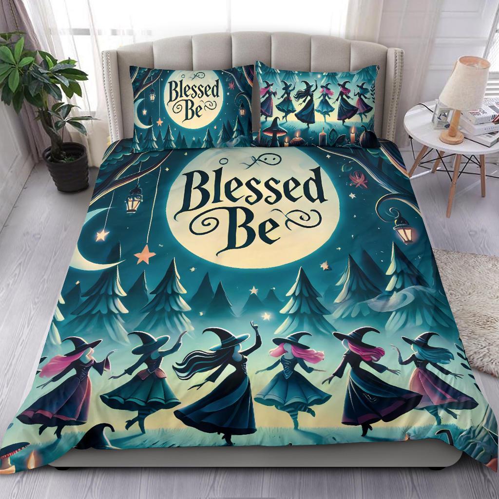 Moonlit Dancing Witches Bedding Set for Pagan Yule Decor-MoonChildWorld