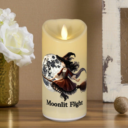 Moonlit Flight Witch Halloween Flameless LED Candle-MoonChildWorld