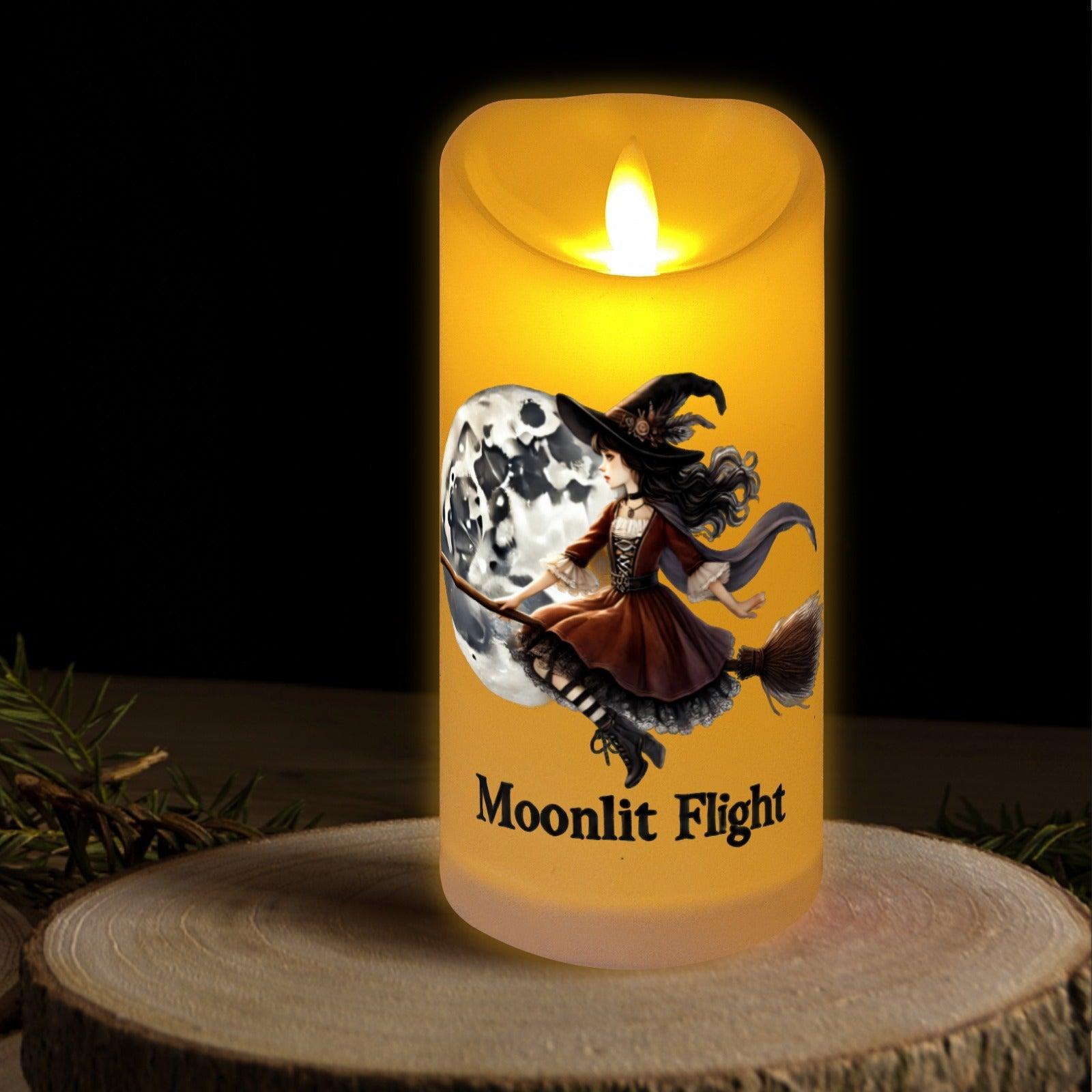 Moonlit Flight Witch Halloween Flameless LED Candle-MoonChildWorld