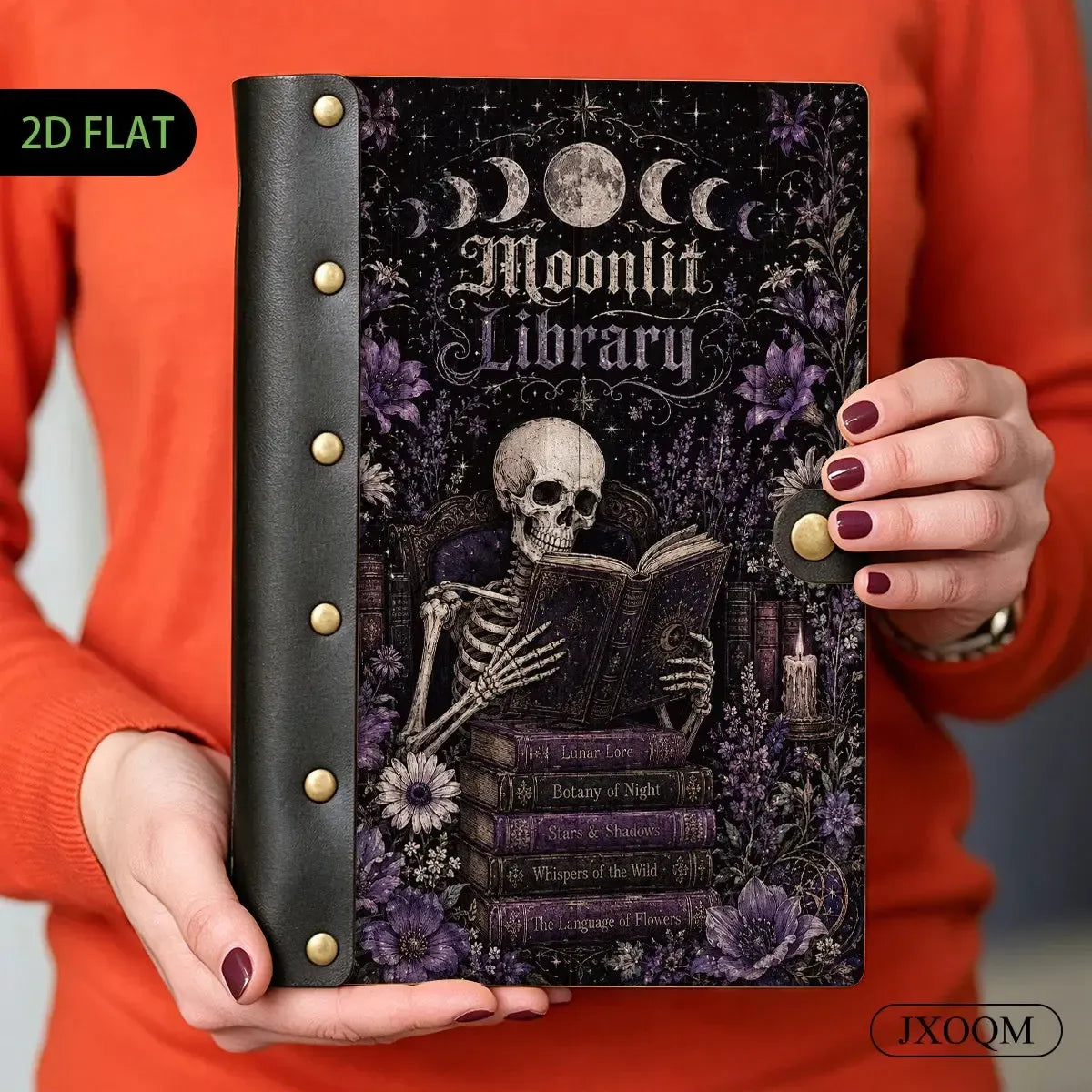 Moonlit Library Skeleton Journal - moon phase journal - MoonChildWorld