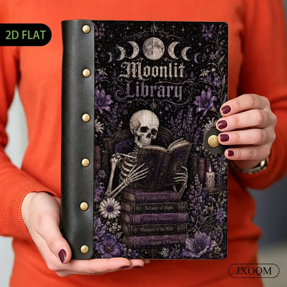 Moonlit Library Skeleton Journal - moon phase journal - MoonChildWorld