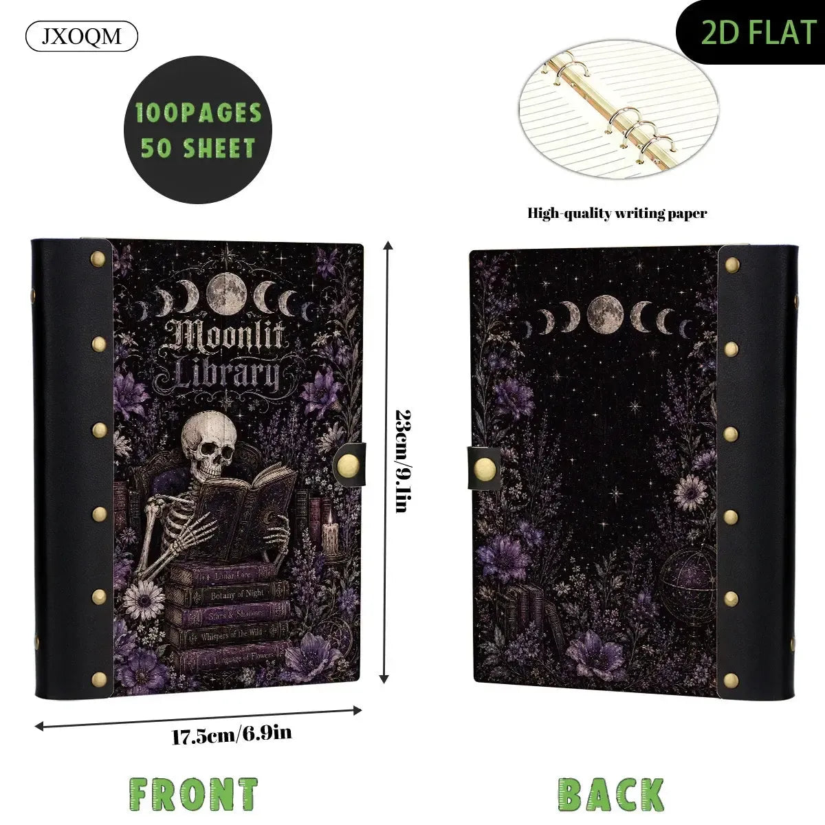 Moonlit Library Skeleton Journal - Book of Shadows - MoonChildWorld