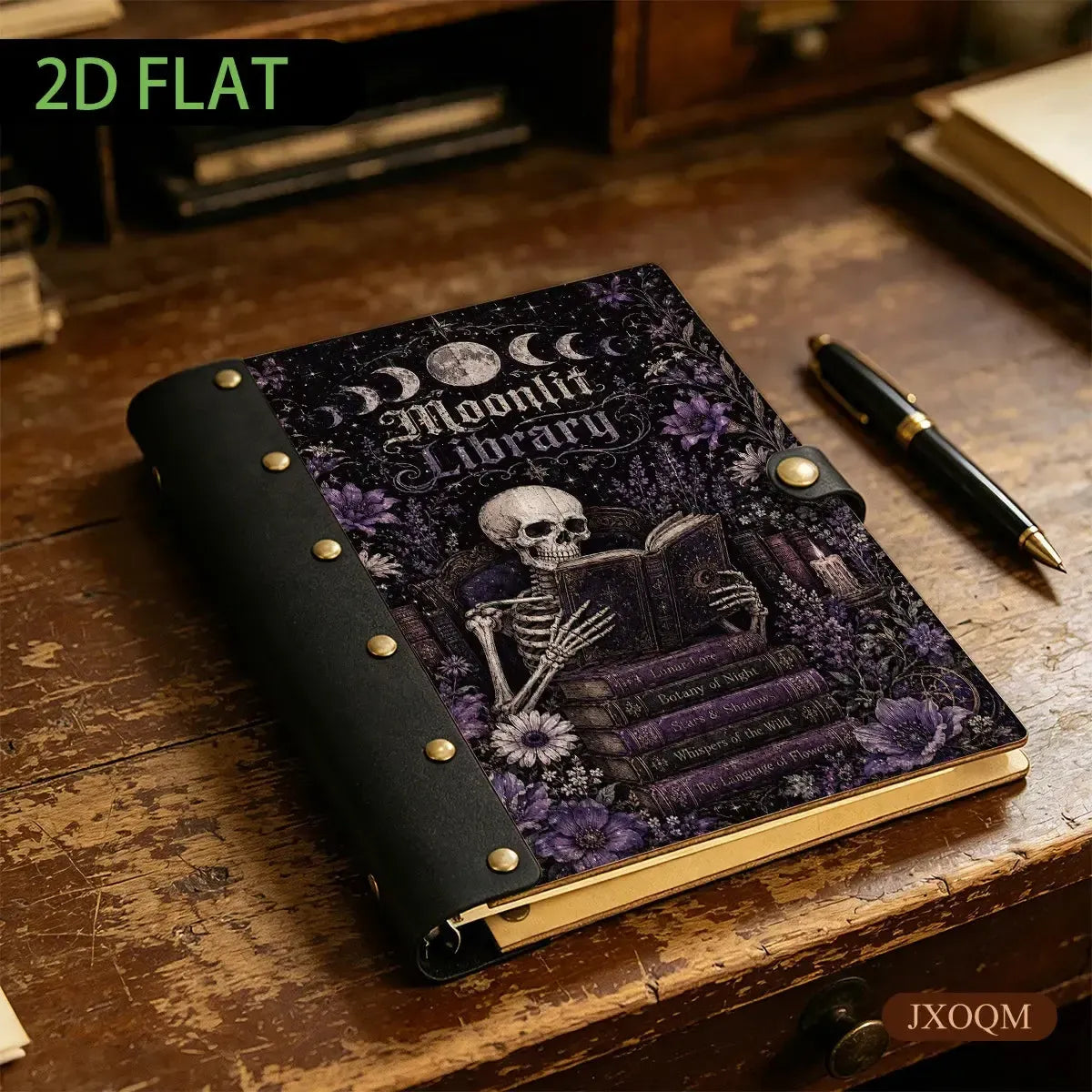 Moonlit Library Skeleton Journal - gifts for book lovers - MoonChildWorld
