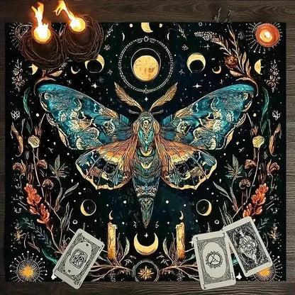 Moonlit Moth Gothic Tarot Tablecloth – Witchy Altar Cloth for Divination & Spiritual Events-MoonChildWorld