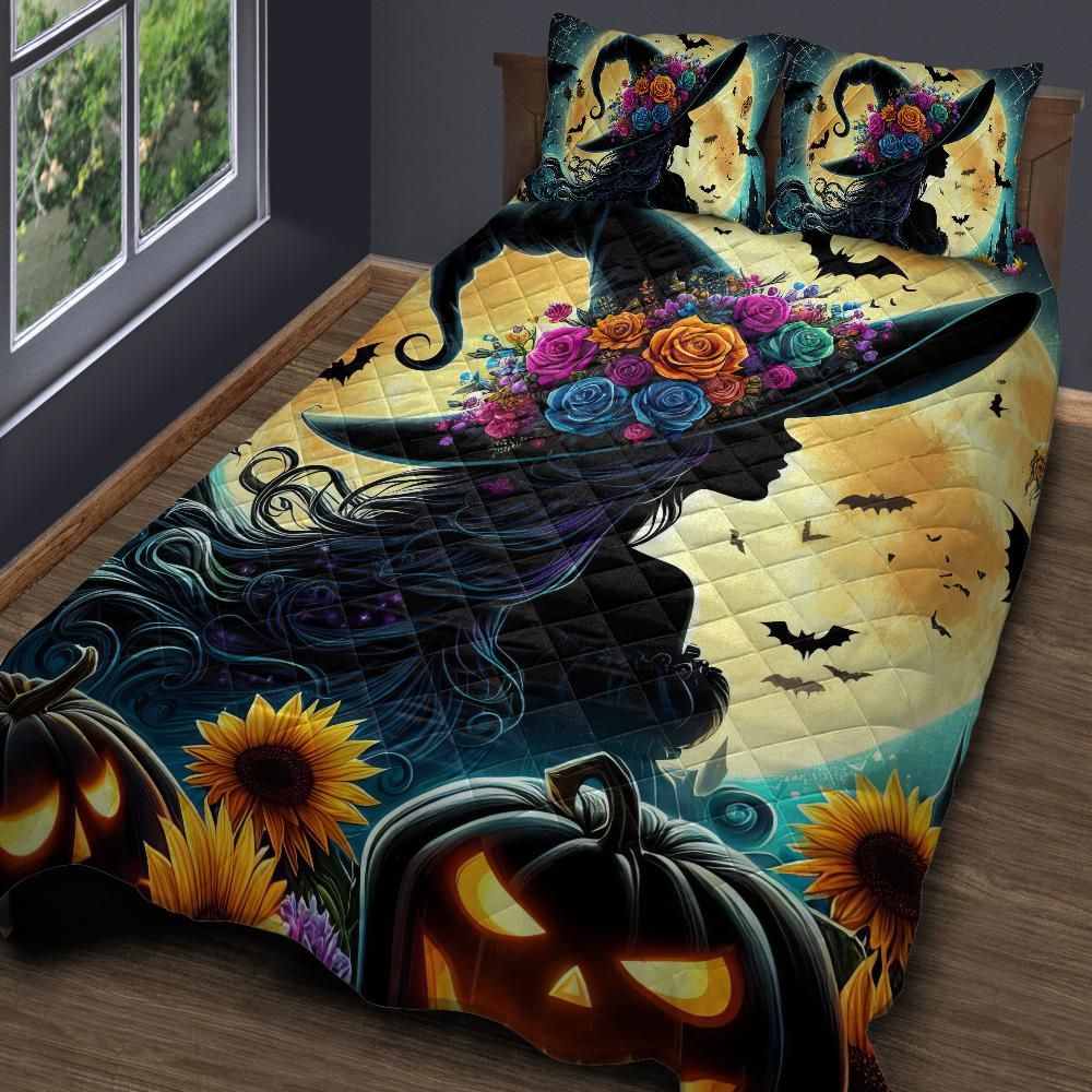 Moonlit Witch Gothic Quilt Bedding Set for Halloween-MoonChildWorld