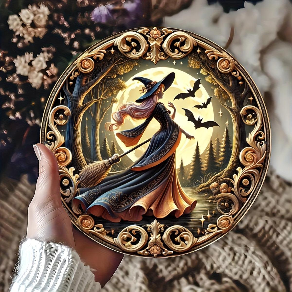 Moonlit Witch Wall Art Witch Metal Sign Halloween Home Decor-MoonChildWorld