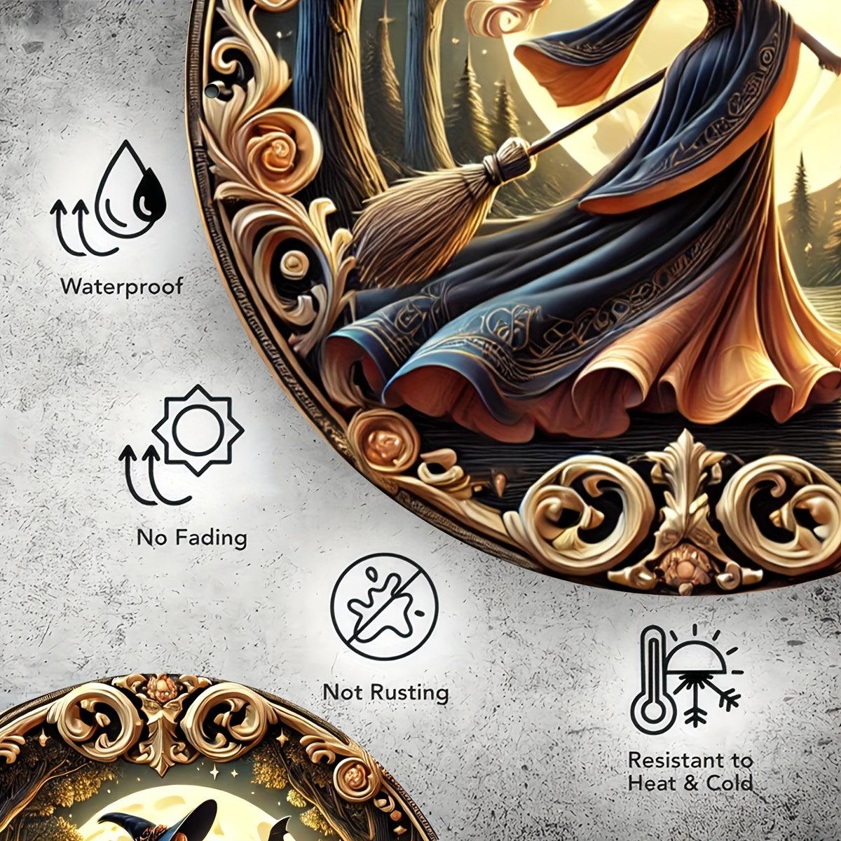 Moonlit Witch Wall Art Witch Metal Sign Halloween Home Decor-MoonChildWorld