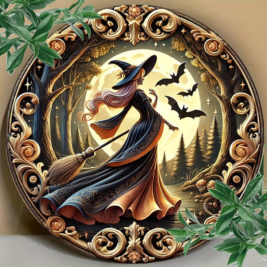 Moonlit Witch Wall Art Witch Metal Sign Halloween Home Decor-MoonChildWorld