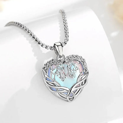 Moonstone Celtic Knot Horse Head Necklace Equestrian Pendant-MoonChildWorld