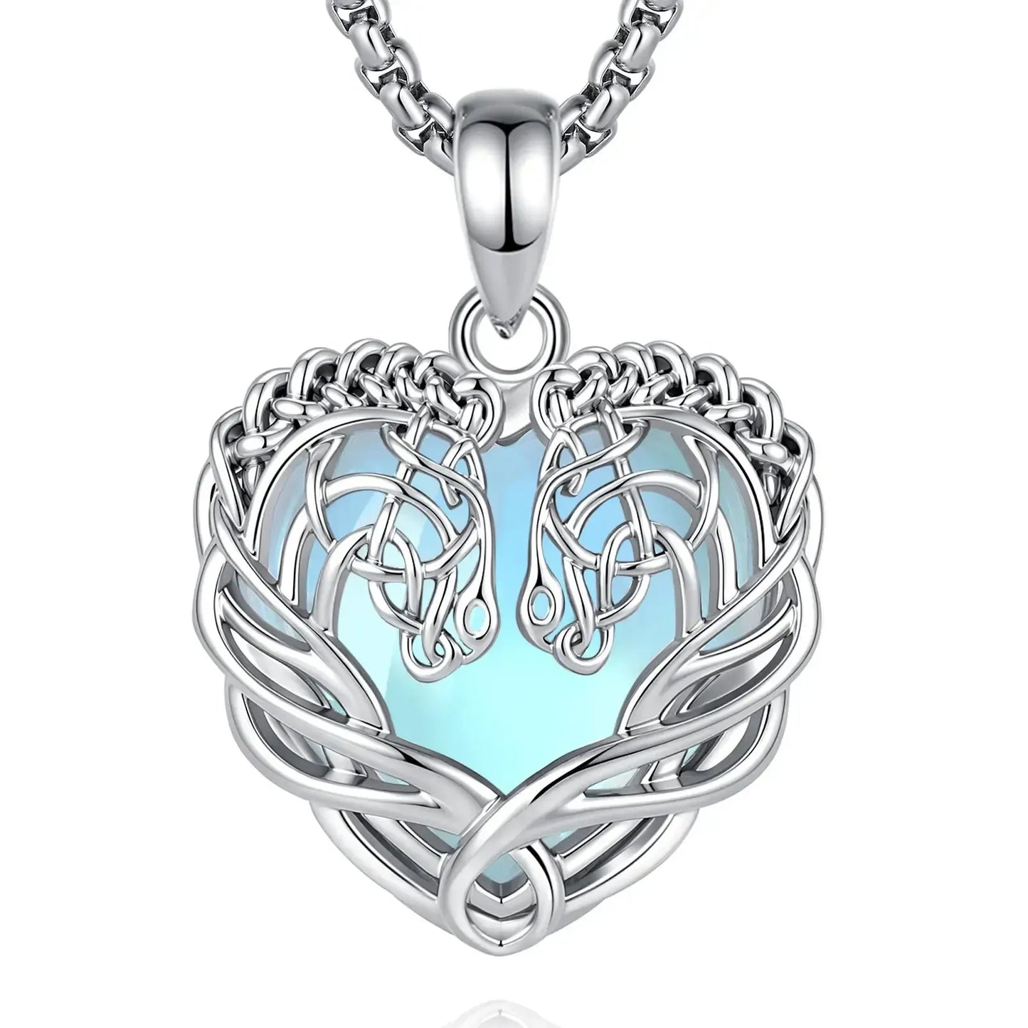 Moonstone Celtic Knot Horse Head Necklace Equestrian Pendant-MoonChildWorld
