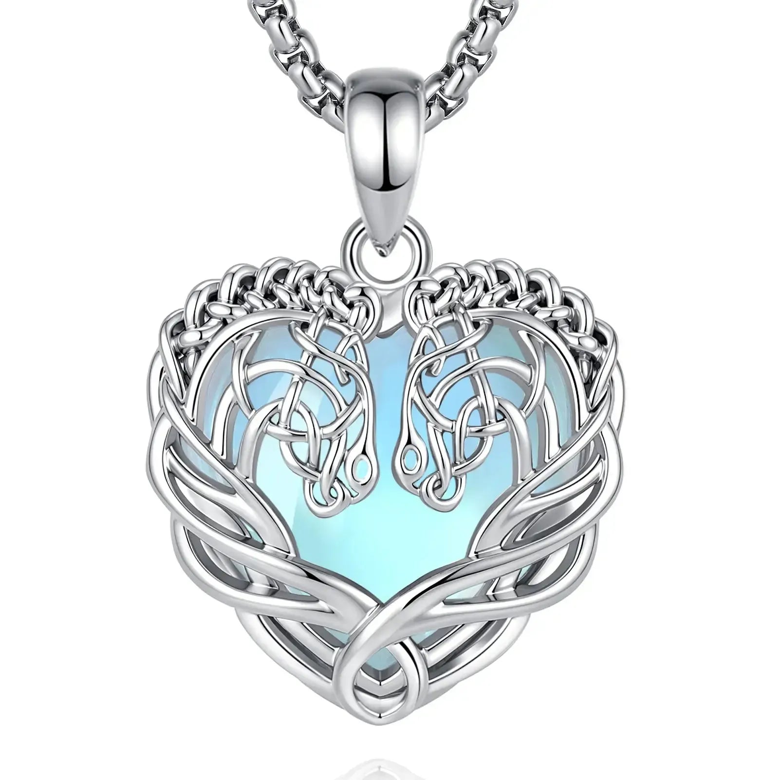 Moonstone Celtic Knot Horse Head Necklace Equestrian Pendant-MoonChildWorld