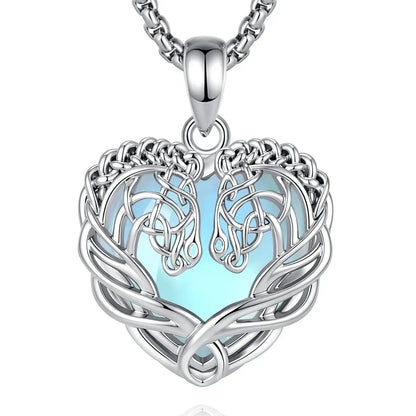 Moonstone Celtic Knot Horse Head Necklace Equestrian Pendant-MoonChildWorld