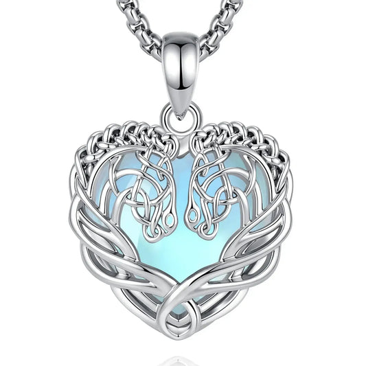 Moonstone Celtic Knot Horse Head Necklace Equestrian Pendant-MoonChildWorld