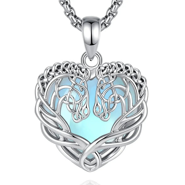 Moonstone Celtic Knot Horse Head Necklace Equestrian Pendant