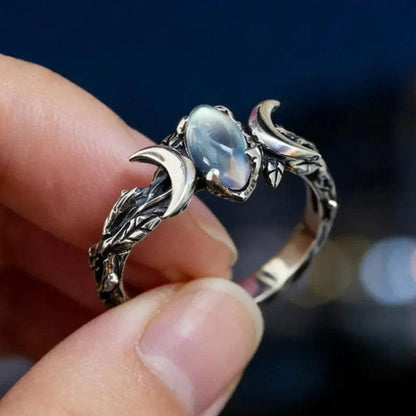 Moonstone Triple Moon Ring for Wiccan Jewelry-MoonChildWorld