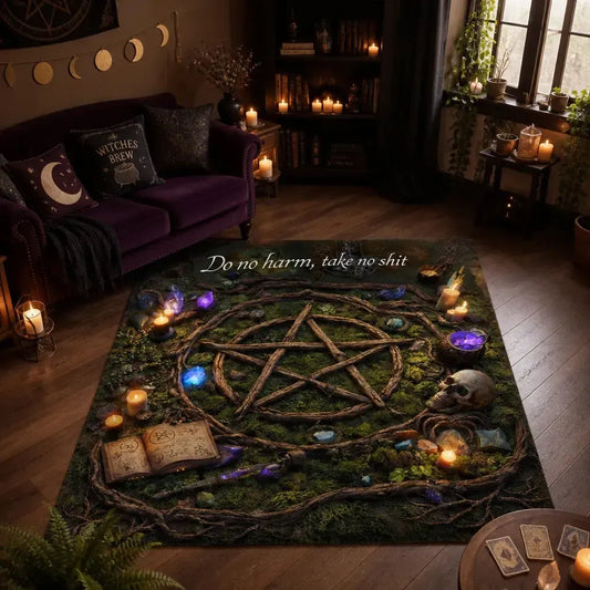 Element Pentagram Area Rug – Pentacle Wicca Pagan Carpet for Occult Decor_mockup_1.webp