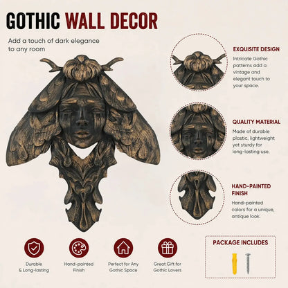 Moth Goddess Relief Wall Plaque Gothic Resin Wall Hanging Decor-MoonChildWorld