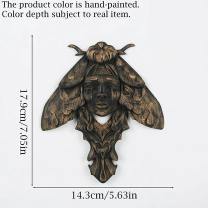 Moth Goddess Relief Wall Plaque Gothic Resin Wall Hanging Decor-MoonChildWorld