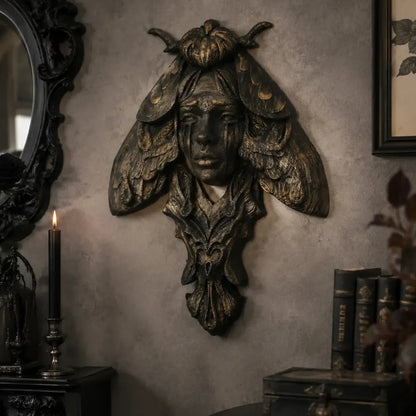 Moth Goddess Relief Wall Plaque Gothic Resin Wall Hanging Decor-MoonChildWorld