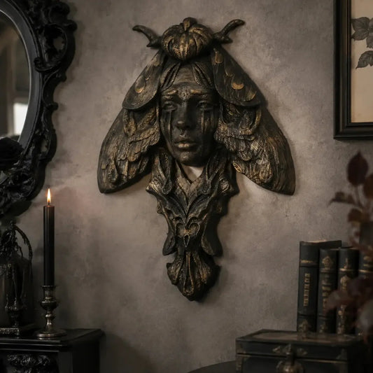 Moth Goddess Relief Wall Plaque Gothic Resin Wall Hanging Decor-MoonChildWorld