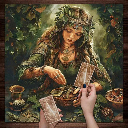 Mother Goddess Pagan Altar Cloth With Nature-Inspired Mysterious Tablecloth-MoonChildWorld