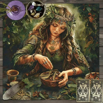 Mother Goddess Pagan Altar Cloth With Nature-Inspired Mysterious Tablecloth-MoonChildWorld