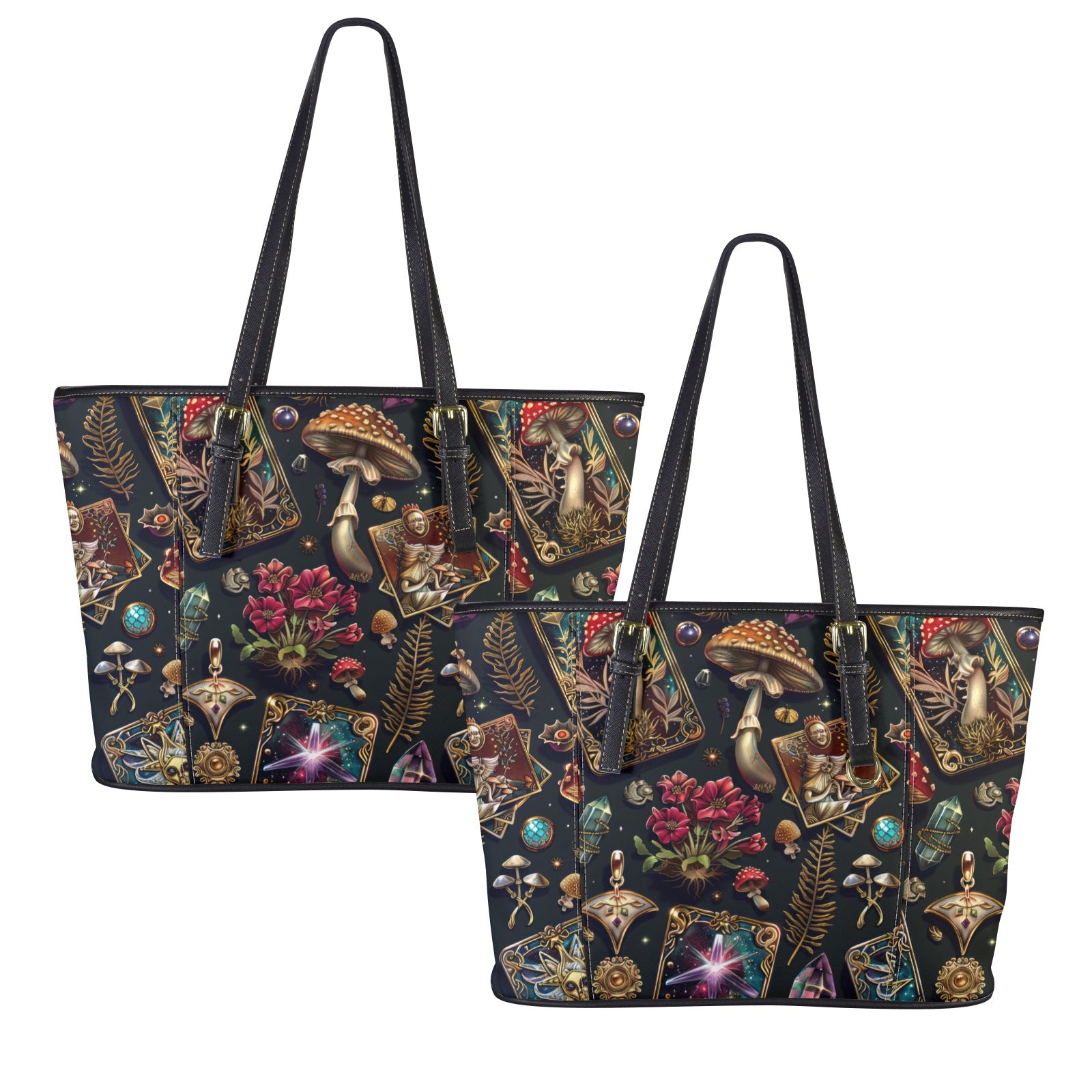 Mushroom Tarot Cards Witchy Tote Bag-MoonChildWorld